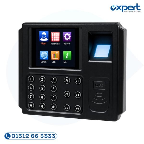 Hundure HTA-500PEF fingerprint time attendance recorder with 2.8-inch LCD voice prompt TCP/IP and USB connectivity from Taiwan