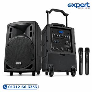 Ahuja BTA-660M wireless Bluetooth portable trolley speaker with 2 wireless mics and rechargeable battery