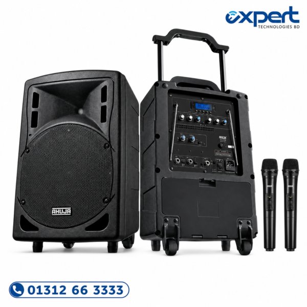 Ahuja BTA-660M wireless Bluetooth portable trolley speaker with 2 wireless mics and rechargeable battery